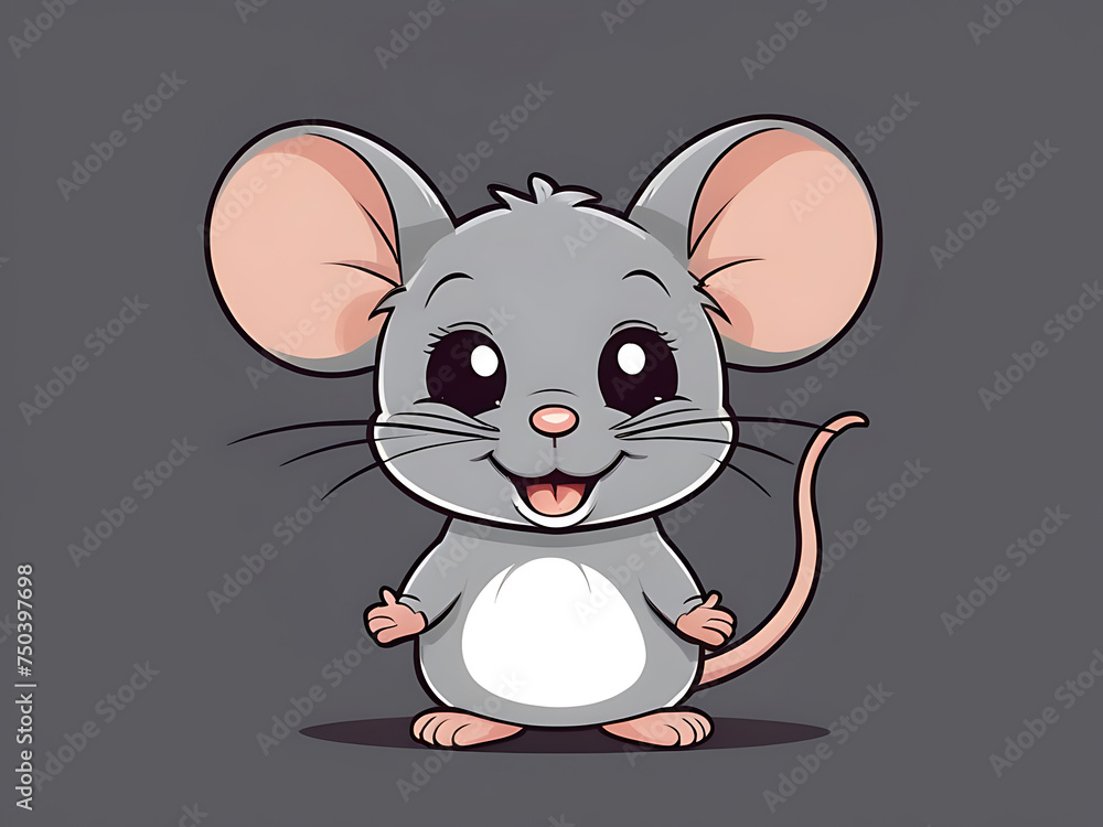 cartoon mouse with smile isolated on white and black background cartoon mouse with smile isolated on white and black background
