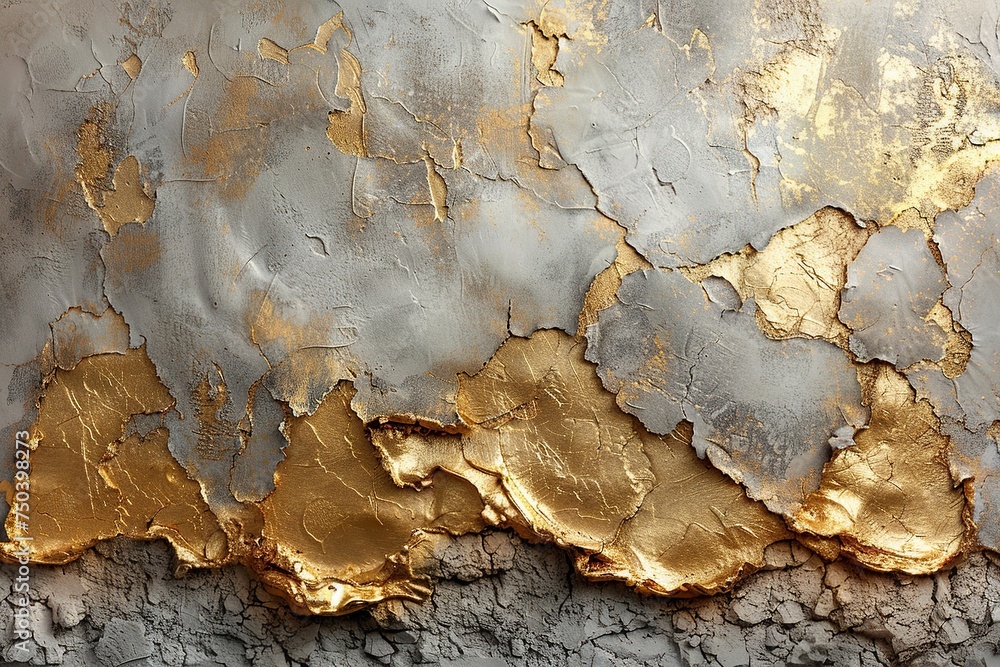 Golden decorative plaster or concrete texture, providing an abstract grunge background for versatile design use