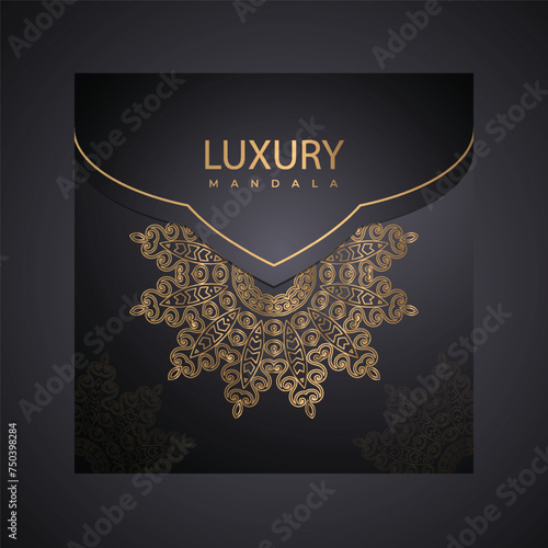 Canvas Print Decorative golden mandala gift card
