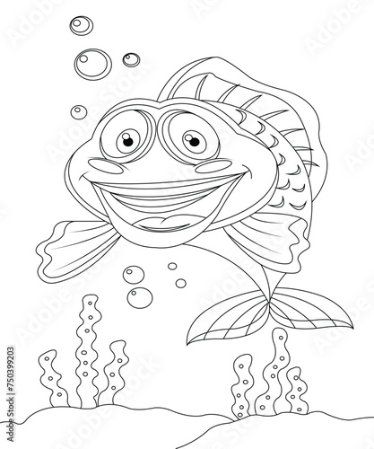 Fish Cartoon Coloring Page
