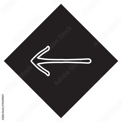 Left arrow icon vector. Previous logo design. Move backward vector icon illustration in rhombus isolated on white background