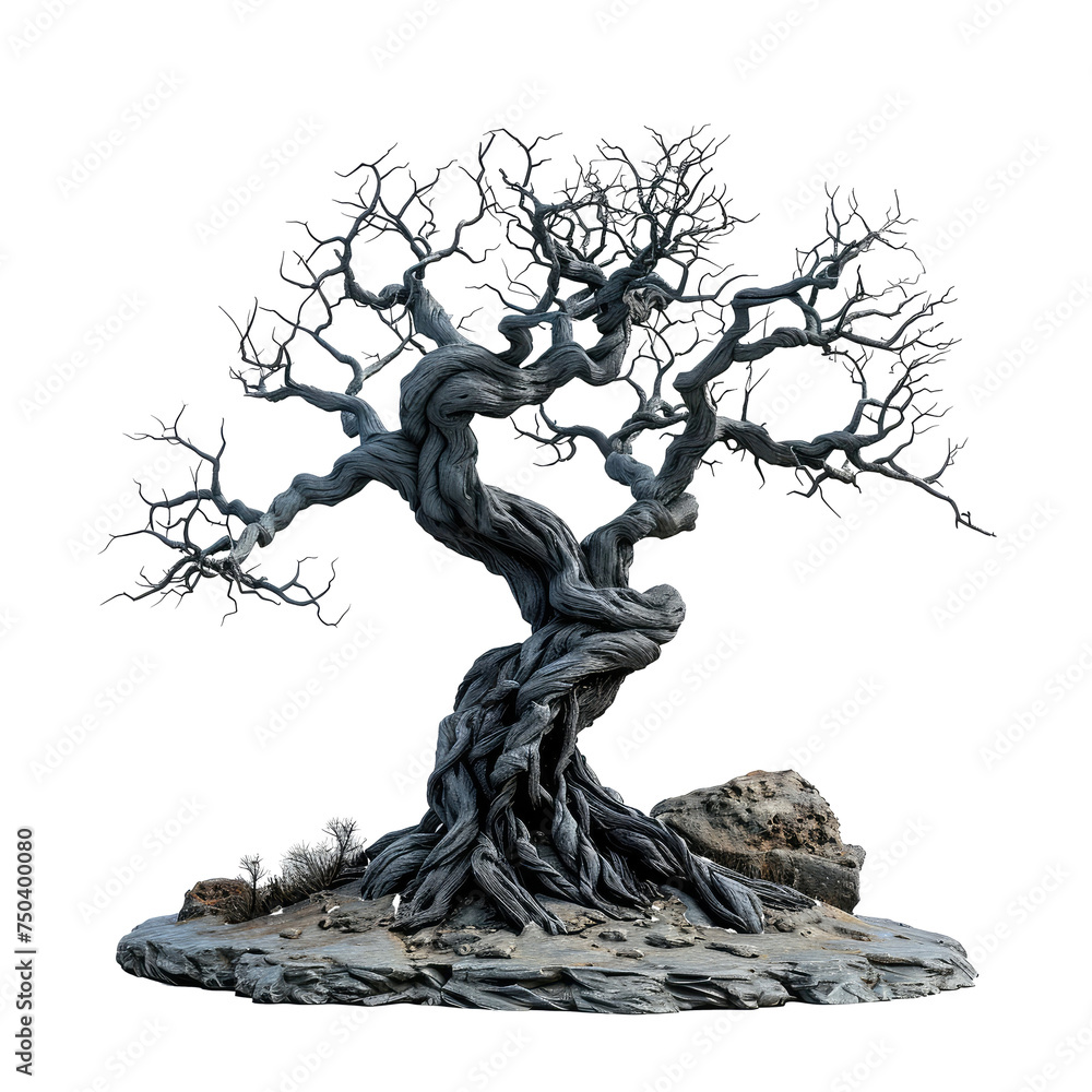 haunted oak tree isolated on transparent background