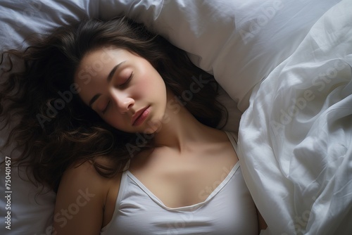Girl sleep on bed Generative AI