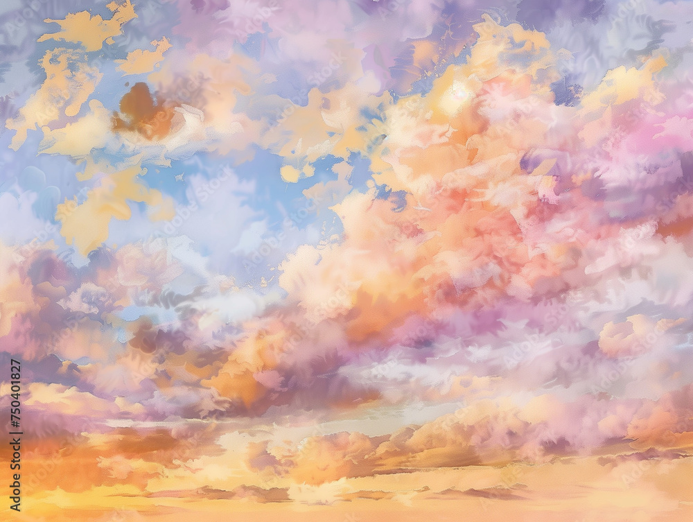 Beautiful sky background with clouds in pastel colors. 
