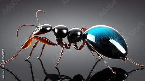 ant on a black background