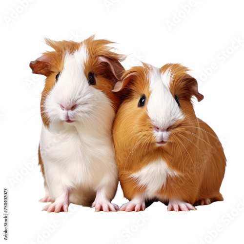  two guinea pig isolated on transparent background photo