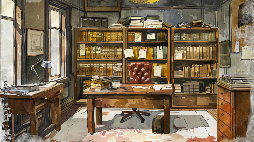 Illustration of the study office