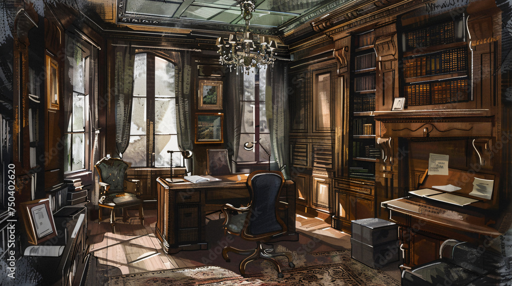 Illustration of the study office