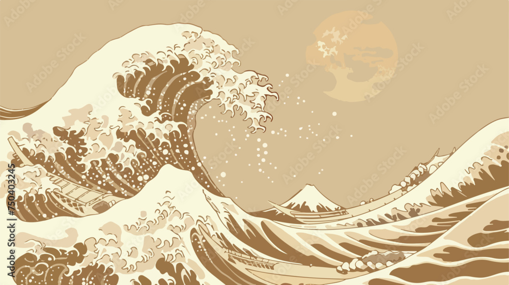 An Ancient Great Japanese Wave Illustration
