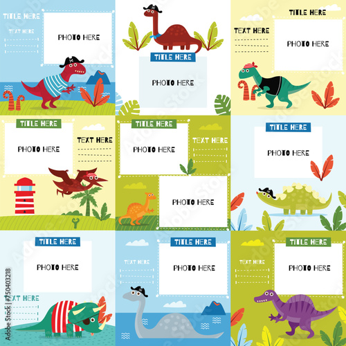 Cute photo book template with dinosaur theme