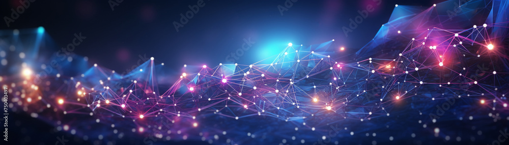 Abstract network technology theme with a focus on the beauty of fiber optic connections - obrazy, fototapety, plakaty 