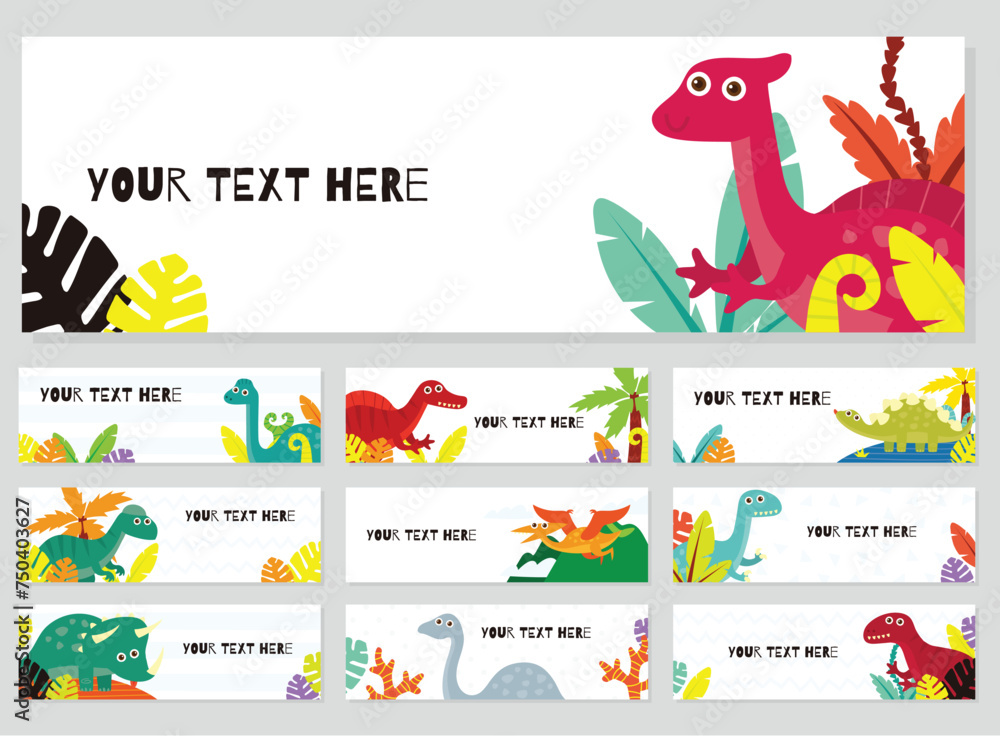 Dinosaur note design template with space for text