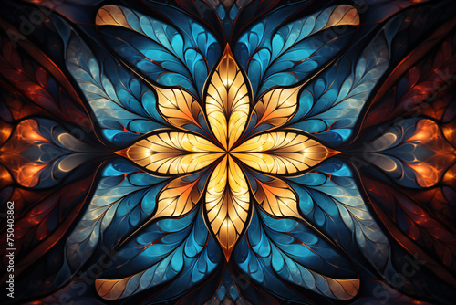 Abstract Fractal Flower with Stained Glass Effect