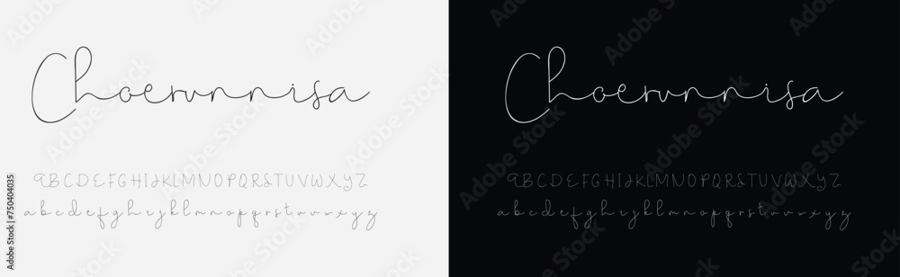 Hand drawn calligraphic vector monoline font. Distress signature letters. Modern script calligraphy type. ABC typography latin signature alphabet. - obrazy, fototapety, plakaty 