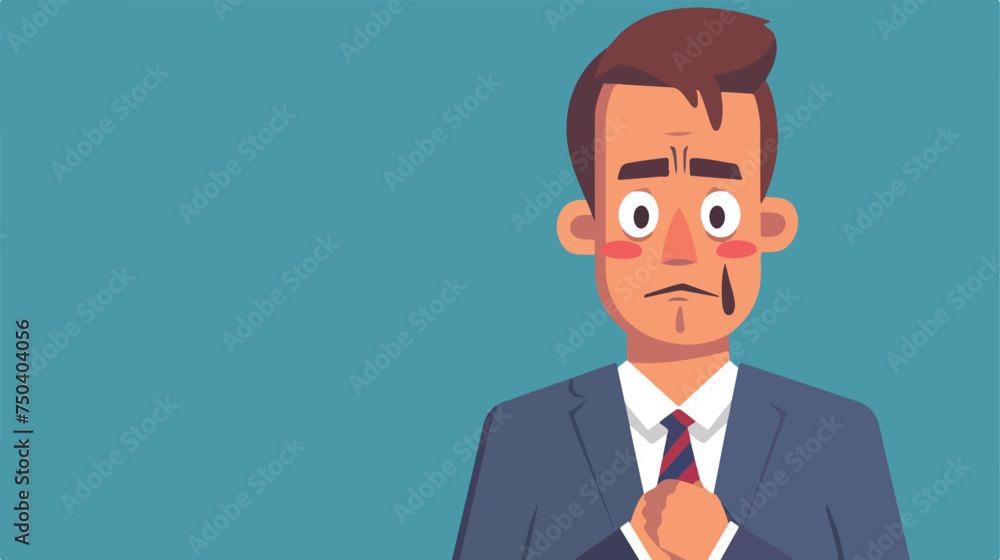 Businessman Crying Sad Cartoon Vector
