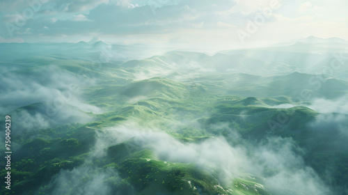 Landscape of hills and shade from the clouds