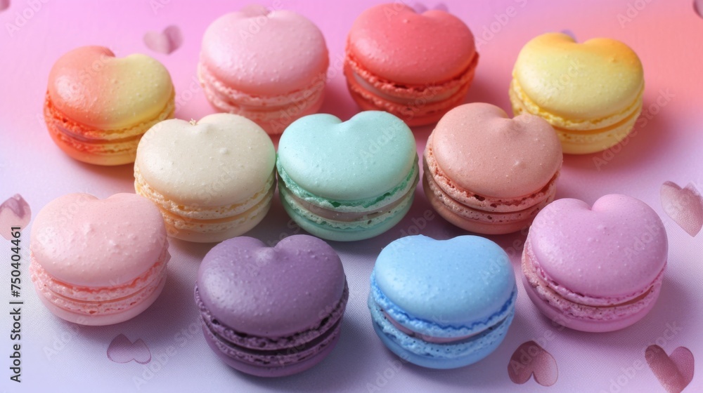 Fototapeta premium A bunch of macarons sitting on top of a table