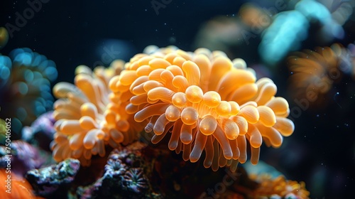 An aquarium of corals and anemones.