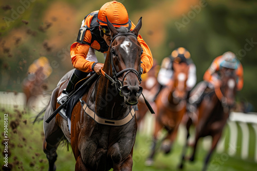 Racehorse Leading the Competition on Track