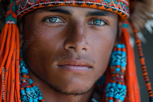 Young Man with Traditional Beaded Headwear