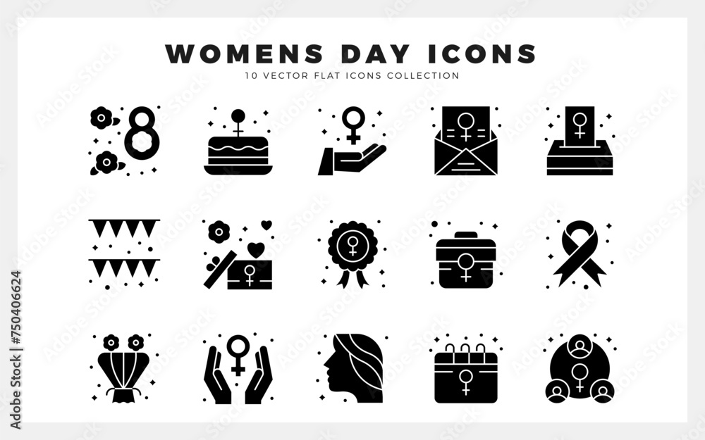15 Women's Day Glyph icon pack. vector illustration. 15 Women's Day Glyph icon pack. vector illustration.