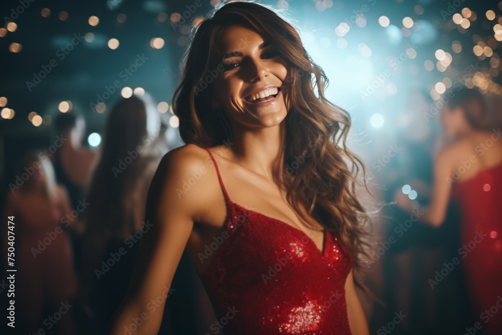 Beautiful woman in a nightclub. Lifestyle, entertainment concept.