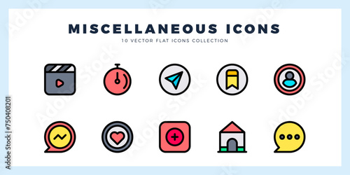 10 Social Media (Instagram) Lineal Color icons pack. vector illustration.