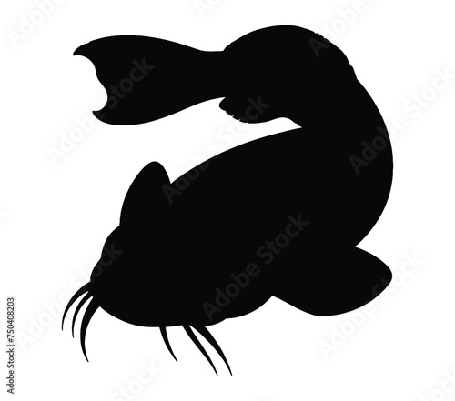 Vector, isolated silhouette of African Lungfish. photo