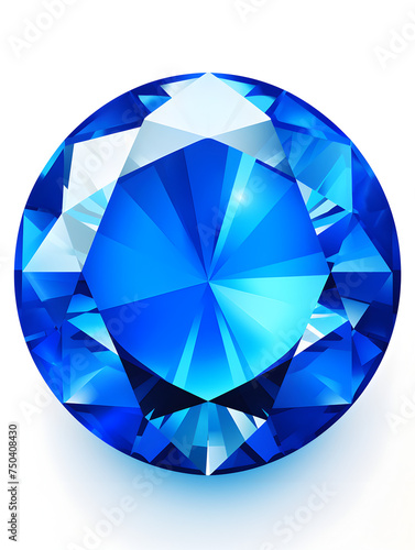 Illustration of a blue sapphire gemstone on white background 