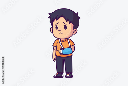 Cute kids injured cartoon character illustration