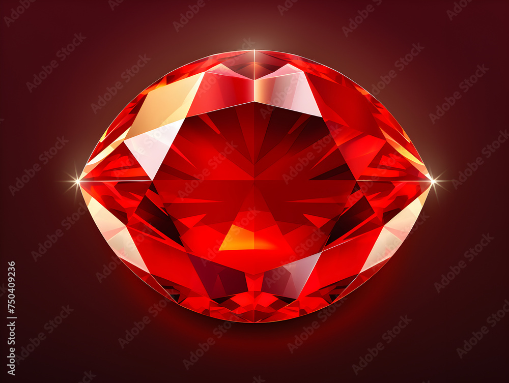 Illustration of a red ruby gemstone on dark background Illustration of a red ruby gemstone on dark background