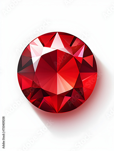 Illustration of a red ruby gemstone on white background 