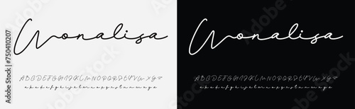 Hand drawn vector alphabet. Modern monoline signature script font. Chloe Signature Font