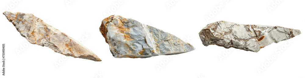 Collection of Ancient Stone Arrowheads on White Background Collection of Ancient Stone Arrowheads on White Background
