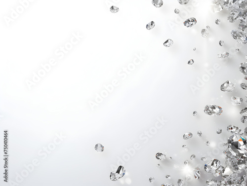 Abstract shiny diamond gemstones on white background 
