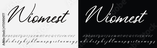 Hand drawn calligraphic vector monoline font. Distress signature letters. Modern script calligraphy type. ABC typography latin signature alphabet. photo