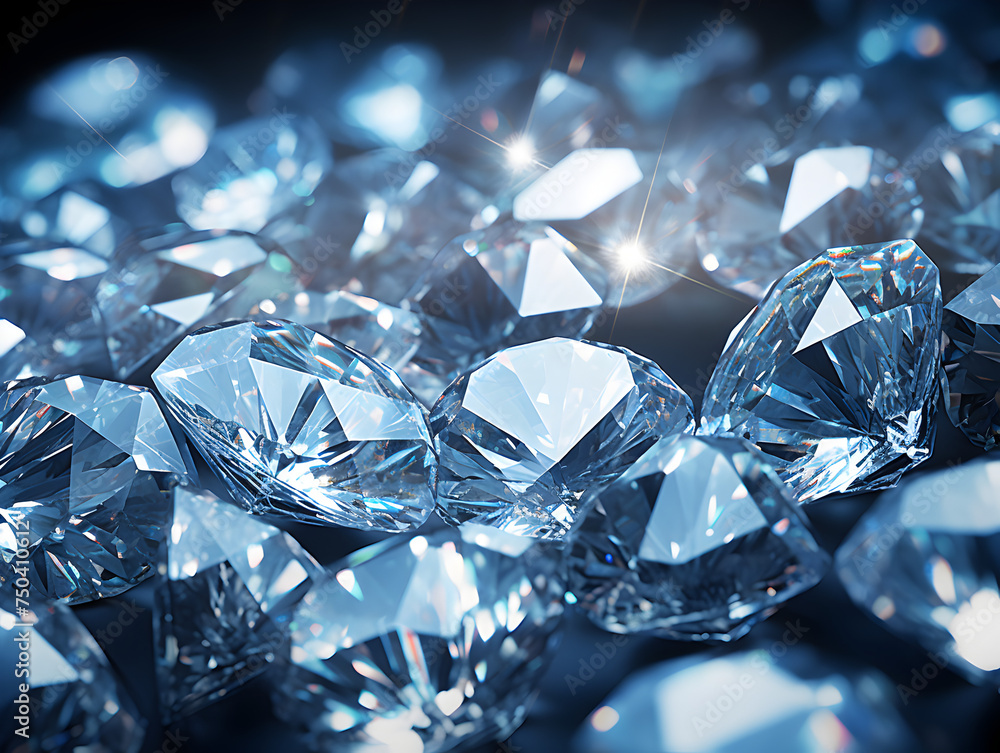 Abstract shiny diamond gemstones on dark background Abstract shiny diamond gemstones on dark background