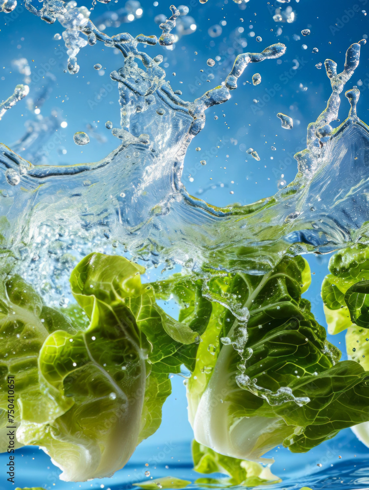 Fresh Lettuce Splashed with Water Drops Fresh Lettuce Splashed with Water Drops
