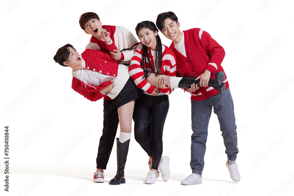 Happy young friends celebrating Chinese new year Happy young friends celebrating Chinese new year