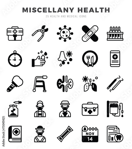 MISCELLANY HEALTH icon pack for your website. mobile. presentation. and logo design.