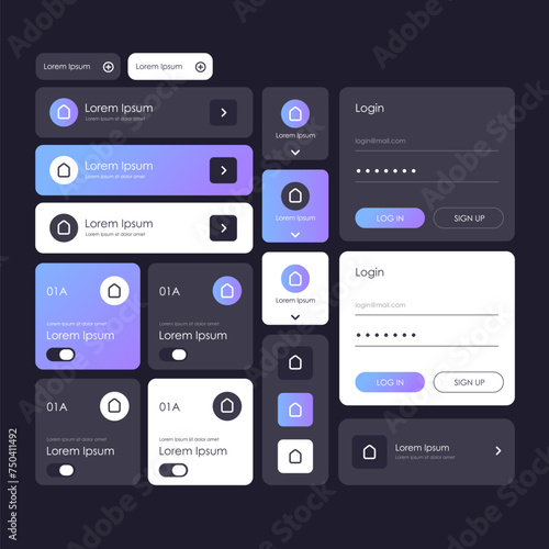 App ui kit for responsive mobile app or website with different application layout. Detailed wireframe for quick prototyping.