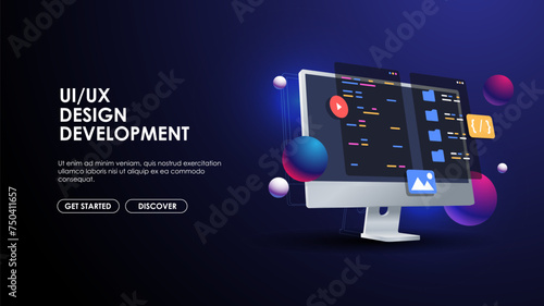 Programming web banner. Best programming languages. Social media creative concept idea. desktop computer. Screen. Realistic 3d design. Web Configure, repair prevention, maintenance and setting website