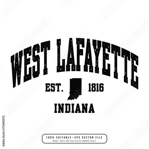 West Lafayette text effect vector. Editable college t-shirt design printable text effect vector photo