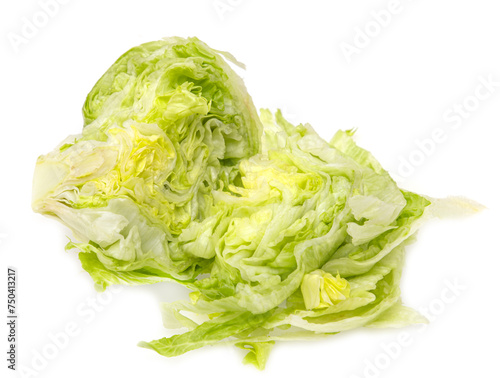 fresh iceberg lettuce on white background.