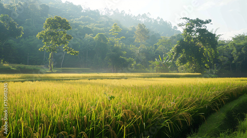 Rice field in north Thailand nature food landscape Background