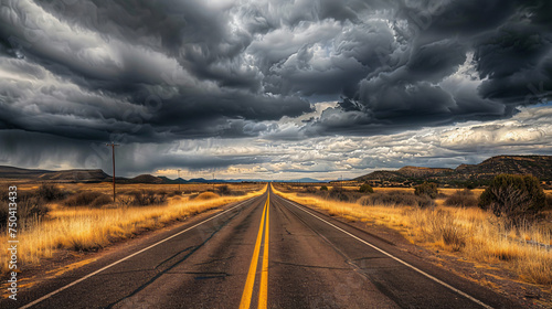 Road field and cloudy sky © Johnu
