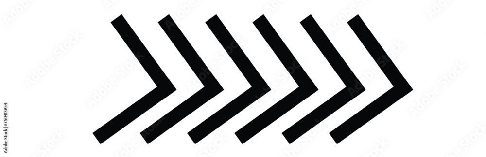 Arrow chevron symbol. Black arrows symbols set. Blend effect. Swipe sign. Vector isolated on white. - obrazy, fototapety, plakaty 
