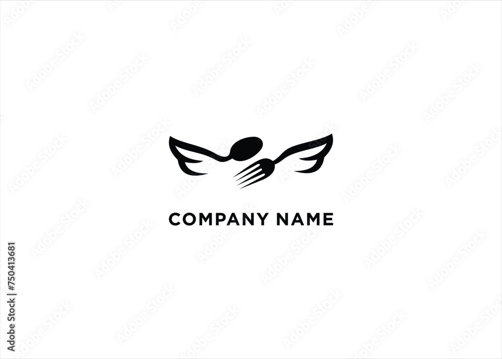 Fototapeta premium Fork Spoon Logo Wing Stock Vector