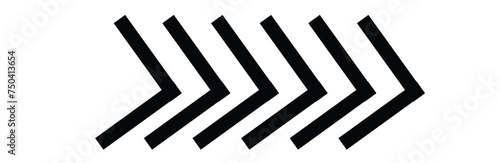 Arrow chevron symbol. Black arrows symbols set. Blend effect. Swipe sign. Vector isolated on white.