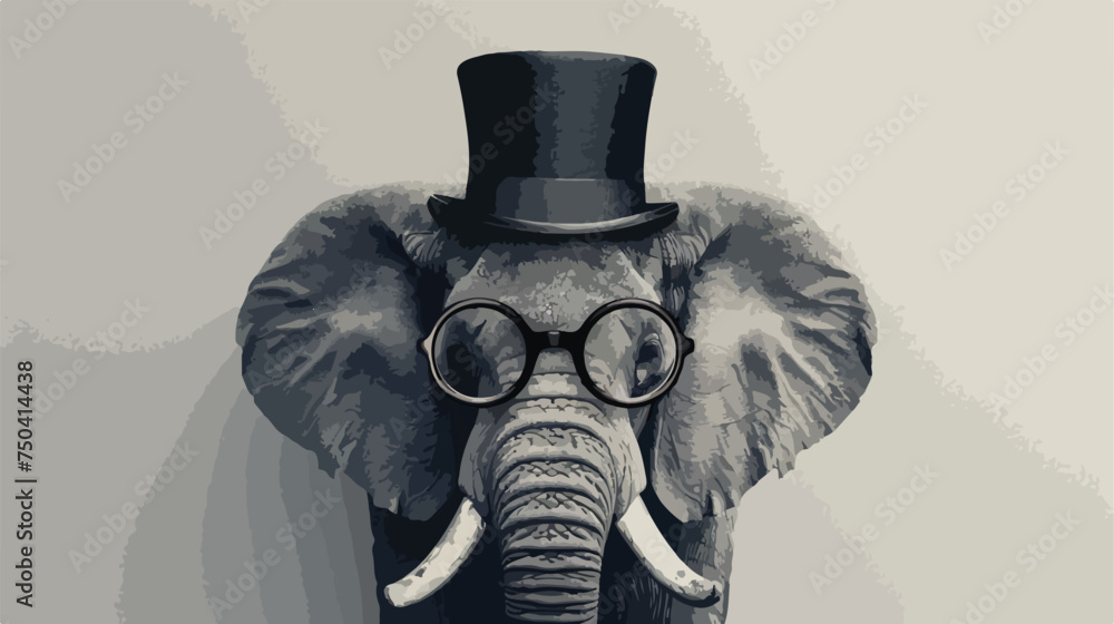 Hipster Elephant with Glasses and Top